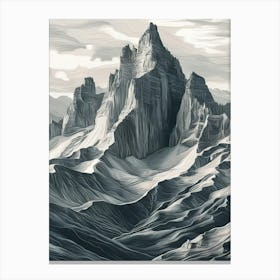 Majestic Mountain Range with Jagged Peaks and Sweeping Valleys 1 Canvas Print