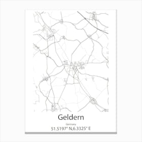 Geldern,Germany Minimalist Map Canvas Print