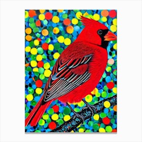 Northern Cardinal Yayoi Kusama Style Illustration Bird Canvas Print