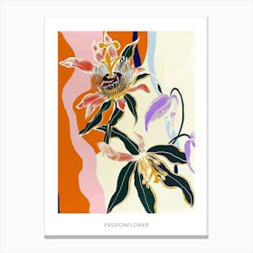 Colourful Flower Illustration Poster Passionflower 2 Canvas Print