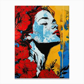 Girl With Flowers, Pop Art Canvas Print