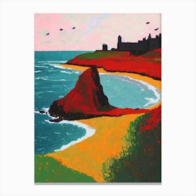 Bamburgh Beach, Northumberland Hockney Style Canvas Print