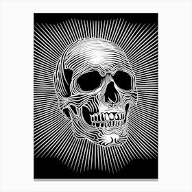 Skull With Sun Ray waves Canvas Print