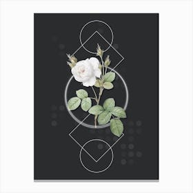 Vintage White Misty Rose Botanical with Geometric Line Motif and Dot Pattern n.0043 Canvas Print