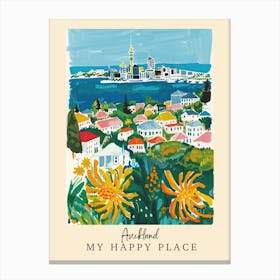 My Happy Place Auckland 3 Travel Poster Canvas Print