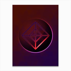 Geometric Neon Glyph on Jewel Tone Triangle Pattern 121 Canvas Print