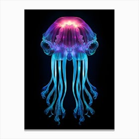 Lions Mane Jellyfish Neon Illustration 3 Canvas Print