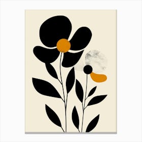 Black And Yellow Flowers Canvas Print