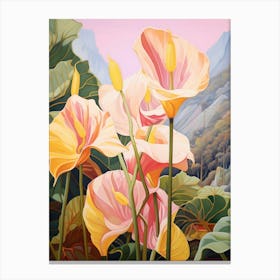 Flamingo Flower 1 Flower Painting Canvas Print