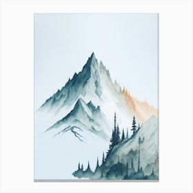Mountain And Forest In Minimalist Watercolor Vertical Composition 36 Canvas Print