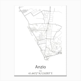 Anzio,Italy Minimalist Map Canvas Print