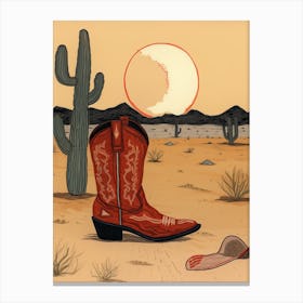 A Cowboy Boot In The Desert 1 Canvas Print