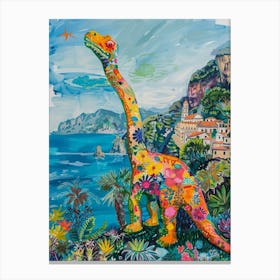 Dinosaur By The Amalfi Coast Painting 1 Canvas Print