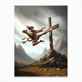 Jesus Jump Kick Canvas Print