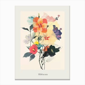 Hibiscus 2 Collage Flower Bouquet Poster Canvas Print