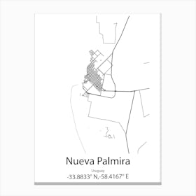 Nueva Palmira,Uruguay Minimalist Map Canvas Print