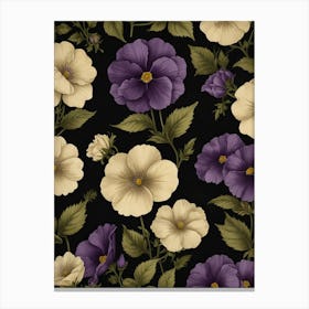 Default Rustic February Birth Flower Violet Black Cream 0 Canvas Print