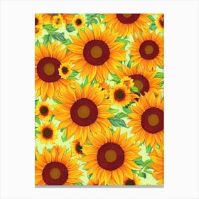Sunflower 2 Repeat Retro Flower Canvas Print