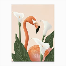 Chilean Flamingo Calla Lily Minimalist Illustration 1 Canvas Print