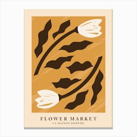 Flower market, Retro print, Boho neutral art print Canvas Print