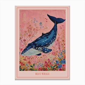 Floral Animal Painting Blue Whale 2 Poster Canvas Print