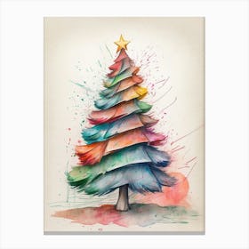 Watercolor Christmas Tree Print Canvas Print