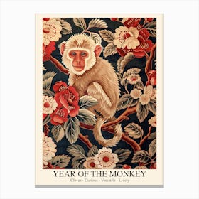 Chinese Lunar Year Of The Monkey 2 William Morris Style Canvas Print