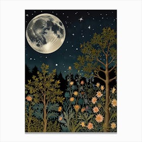 Moonlight In The Woods Style William Morris 1 Art Print 7 Canvas Print