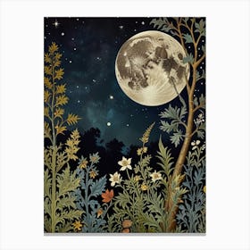 Nature And Moon Style William Morris 4 Canvas Print