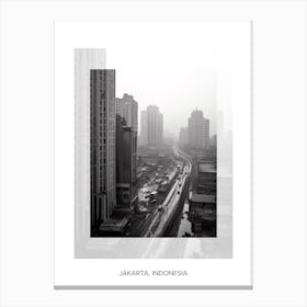 Poster Of Jakarta, Indonesia, Black And White Old Photo 1 Canvas Print