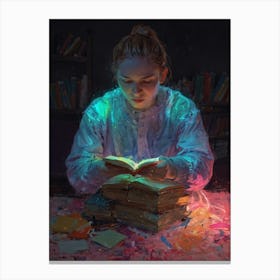 Girl Reading A Book 3 Canvas Print