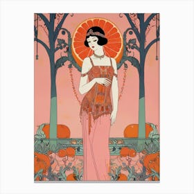 Lady In An Orange Dress Canvas Print