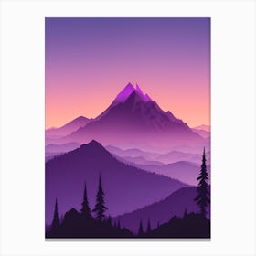 Misty Mountains Vertical Composition In Purple Tone 14 Canvas Print