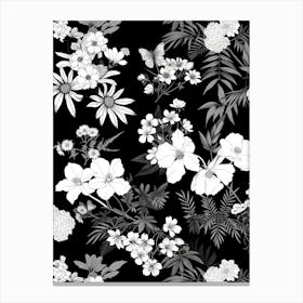 Great Japan Hokusai Black And White Flowers 5 Canvas Print