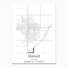 Elwood,United States Minimalist Map Canvas Print