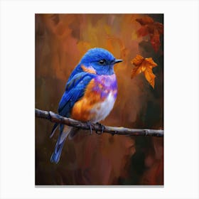 Bluebird On A Branch Canvas Print