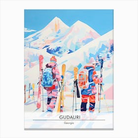 Gudauri   Georgia, Ski Resort Poster Illustration 3 Canvas Print