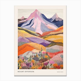 Mount Jefferson United States 2 Colourful Mountain Illustration Poster Canvas Print