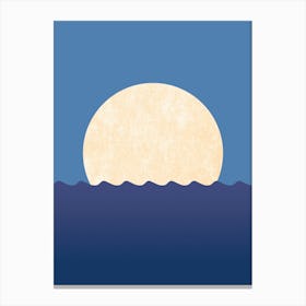 Moonrise Night -Minimalist Graphic Abstract Horizon Seascape Nostalgic Canvas Print