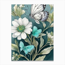 Butterflies And Flowers 7 Canvas Print