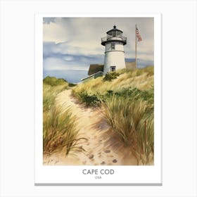 Cape Cod 1 Watercolour Travel Poster Canvas Print