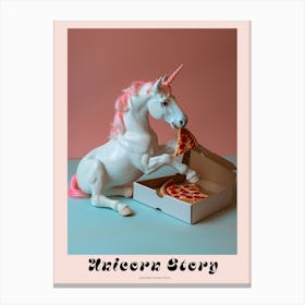 Toy Unicorn Eating A Pizza Slice 1 Poster Canvas Print