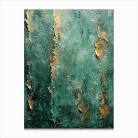 Gold And Green Abstract Painting Canvas Print