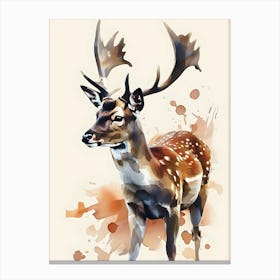 Deer Watercolor Painting Canvas Print