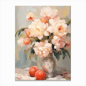 Rose Flower And Peaches Still Life Painting 1 Dreamy Canvas Print