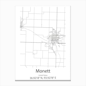 Monett,United States Minimalist Map Leinwandbilder