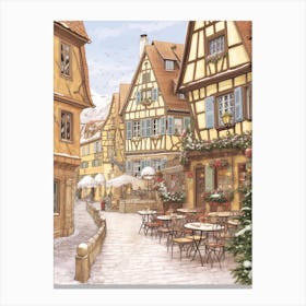 Vintage Winter Illustration Colmar France 5 Canvas Print