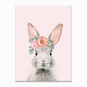 Flower Crown Bunny Pink Canvas Print