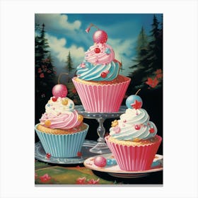 Cake With Frosting Vintage Cookbook Style 1 Canvas Print