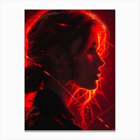 Glowing Enigma: Darkly Romantic 3D Portrait: Girl With Red Hair Canvas Print